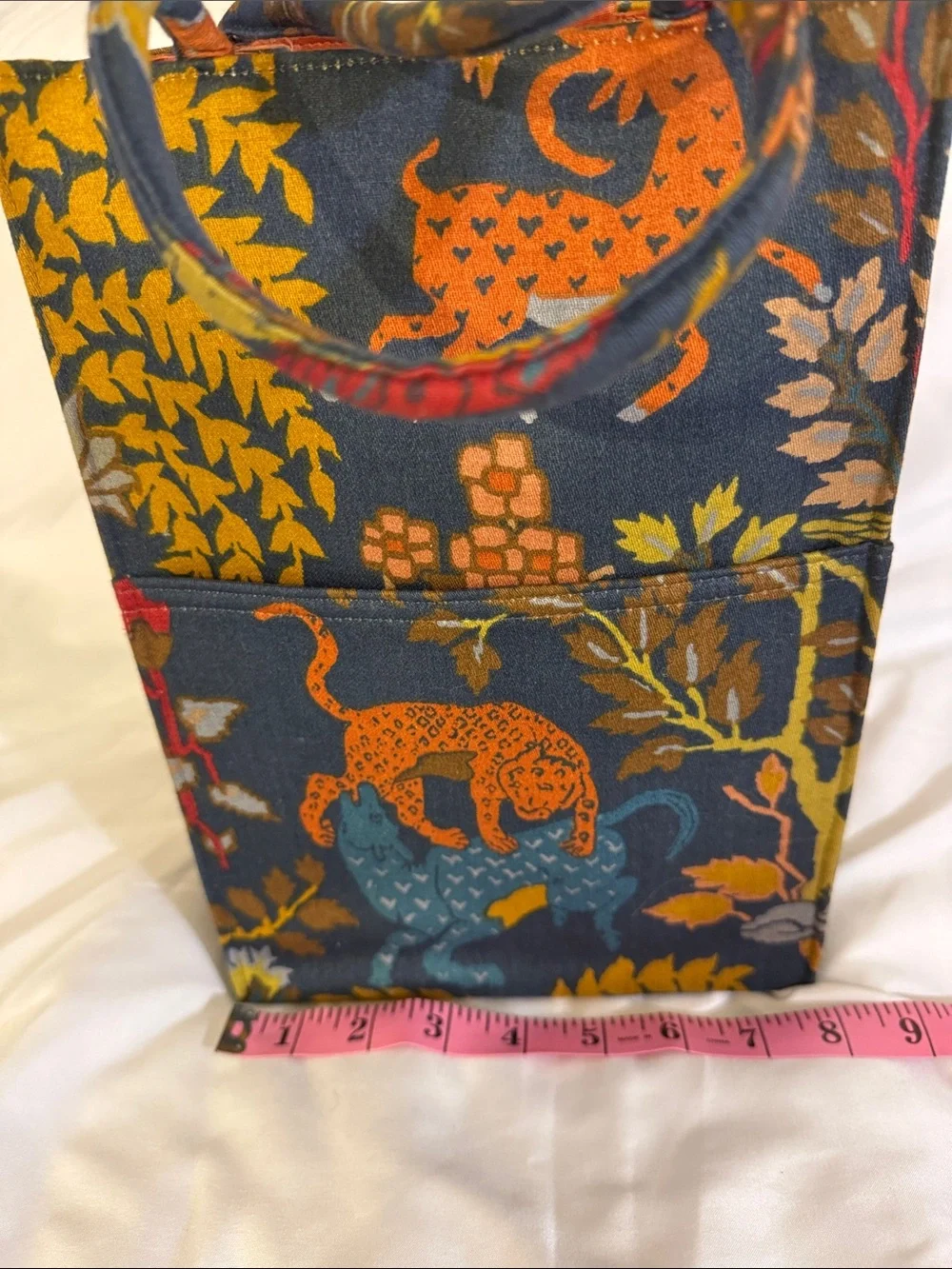 Margaret Smith Vintage Navy Multicolor Animal-Print Canvas Tote